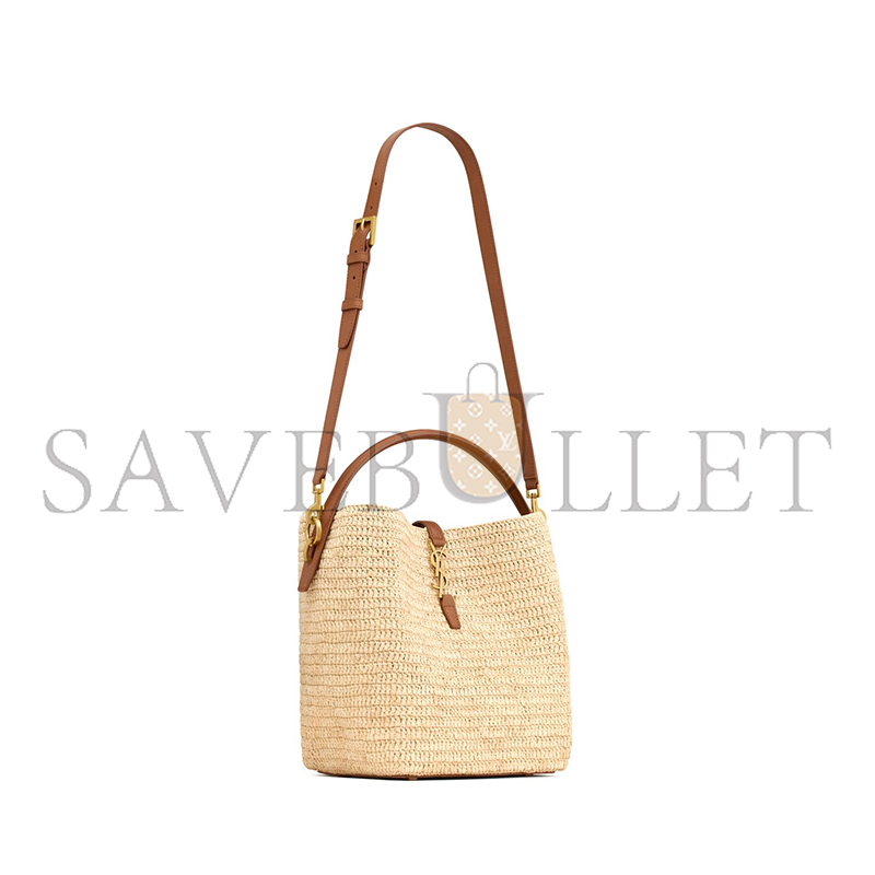 Y*L le 37 in woven raffia and vegetable-tanned leather 773991gaad72080 (20*25*16cm)